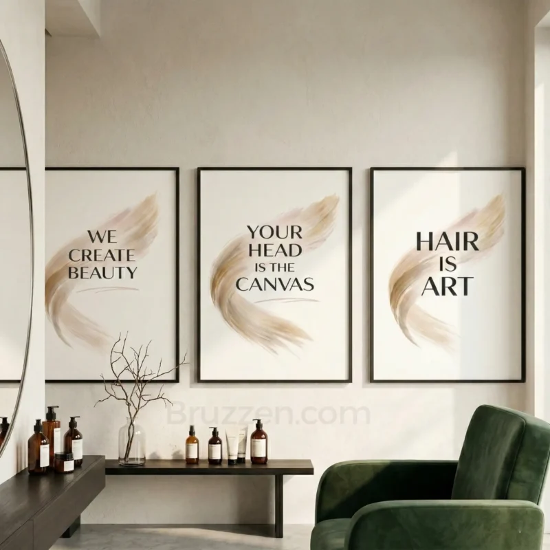 Hair salon black word print 3 set wall decor