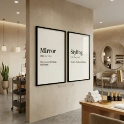Mirror and styling hair salon modern interior wall decor