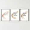 Modern art set of 3 printable quote prints neutral beige