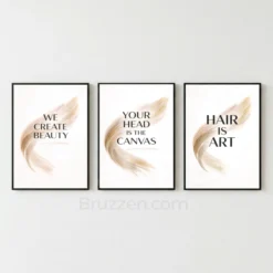 Modern art set of 3 printable quote prints neutral beige
