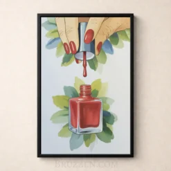 Red polish with red nails decor print