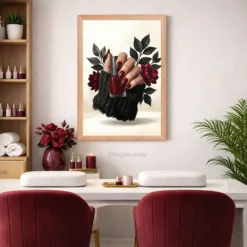 Burgundy nails beauty parlour framed artwork