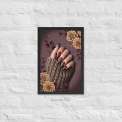 Dark beauty salon decor framed manicure artwork 12x18"