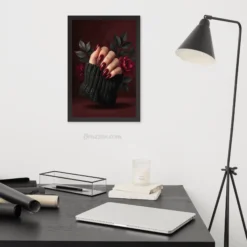 Elegant burgundy nails wall art for nail salon