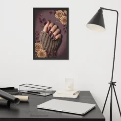 Elegant plum nails wall art for nail studio