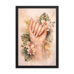 12x18 black frame nude floral manicure