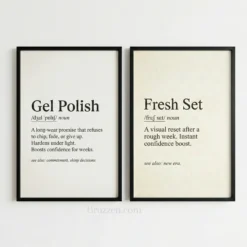 gel polish dictionary print beauty salon wall decor