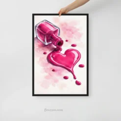 20x30-medium Glossy polish heart framed canvas for salon