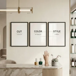 hair salon wall art modern minimalist printable set