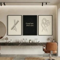 hairstylist gift wall art line drawing scissors comb print wall decor