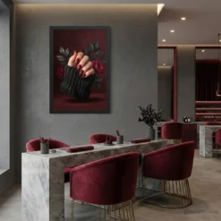 High-end Chic salon wall decor botanical nail artwork
