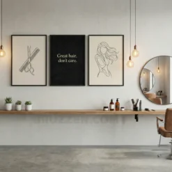 minimalist beauty modern salon art prints boho beige triptych