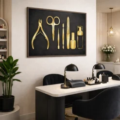 modern glam manicure decor luxe black and gold