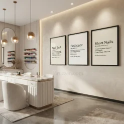 monochrome nail salon decor set editorial style wall art