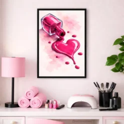 Nail polish spill heart illustration beauty art