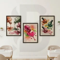 nail polish themed modern wall print set