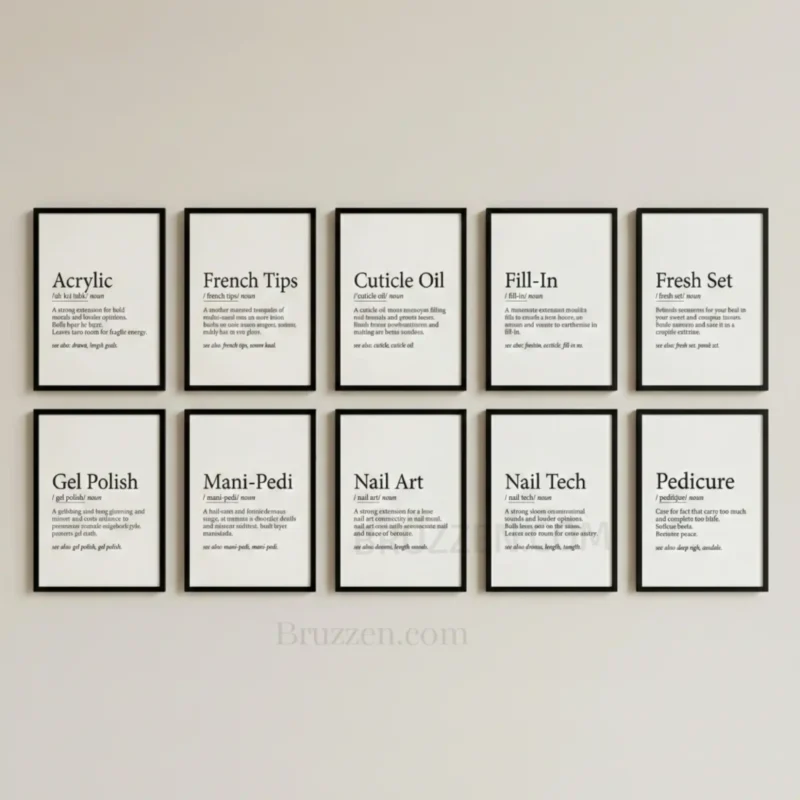 nail salon definition prints set of 10 black frame wall art