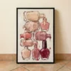 Neutral stacked nail polish bottles framed canvas print salon-art-12x18", 20x30" 24X36"