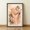 Nude manicure botanical nail salon wall art framed enhanced matte paper poster