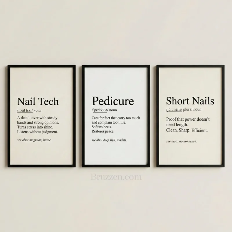 printable nail art definition poster black white minimalist