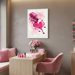 Romantic nail salon decor watercolor print