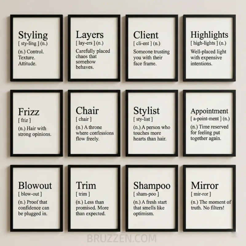 hair salon definition prints digital download modern decor 12 set