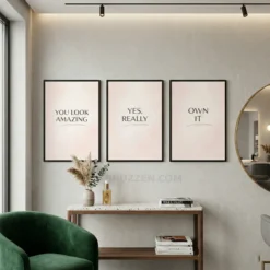 soft blush palette motivational prints vanity wall decor