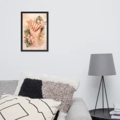Soft botanical manicure salon decor print, feminine room