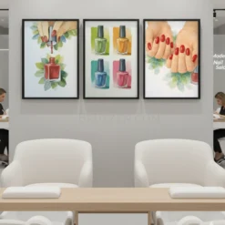 triptych nail salon wall art modern feminine decor