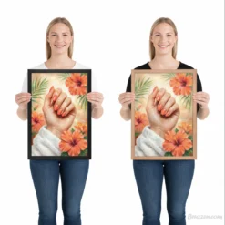 Nail technician wall decor tropical manicure artwork