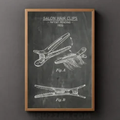 1920 salon alligator clips patent illustration wall art print