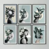 Floral Surrealist Women Portraits 6 Set Prints Salon Wall Decor