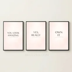 Blush Mirror Confidence Affirmation beauty wall set of 3 downloadable prints