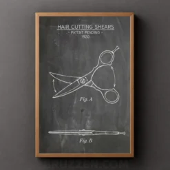 cutting shears patent drawing barber shop wall decor