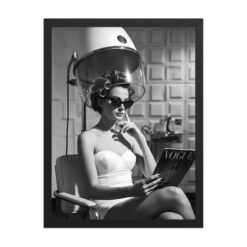 Under the Dryer- Black and White Salon Fashion Framed Poster - Image 3