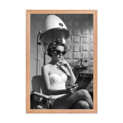 Under the Dryer- Black and White Salon Fashion Framed Poster - Image 4
