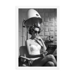 Under the Dryer- Black and White Salon Fashion Framed Poster - Image 7