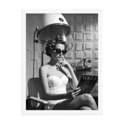 Under the Dryer- Black and White Salon Fashion Framed Poster - Image 8