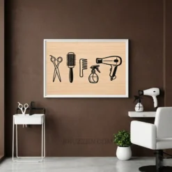 hair tools salon white framed wall decor