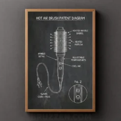 hot air brush patent diagram wall art chalkboard decor