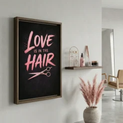 Side view of Love is in the Hair canvas showing the 1.25 inch pine shadow box frame depth