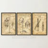vintage hair salon patent drawing set printable wall art parchment