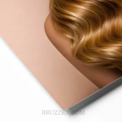 Close golden-waves-hair-portrait-metal-print detail