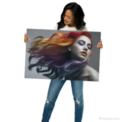 Rainbow hair metallic print size 20x30