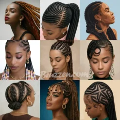 African hair braiding hairstyle print set for salon wall display