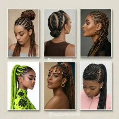 Afro braid hairstyles bundle for braiding studio wall decor-digital downloadable prints