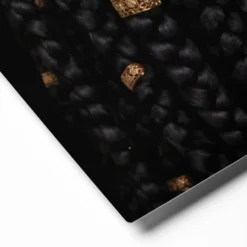 close-up of regal black braids gold jewelry portrait glossy metal print showing gold cuff and braid texture detail