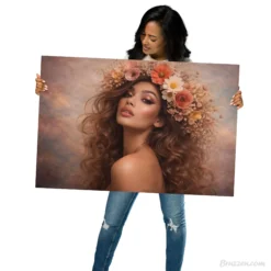 large boho floral crown aluminum print size 24x36