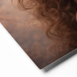 close-up of boho floral crown hair glossy metal print showing floral arrangement and aluminum surface detail