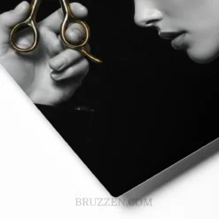 close detail black-white-bouffant-hair-metal-print